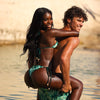 Lettuce Edge Thong Tie Bikini Bottom - Emerald Tides
