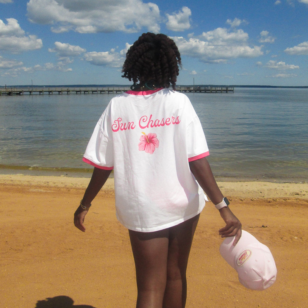 Boyfriend Bind Tee - Hibiscus Horizon