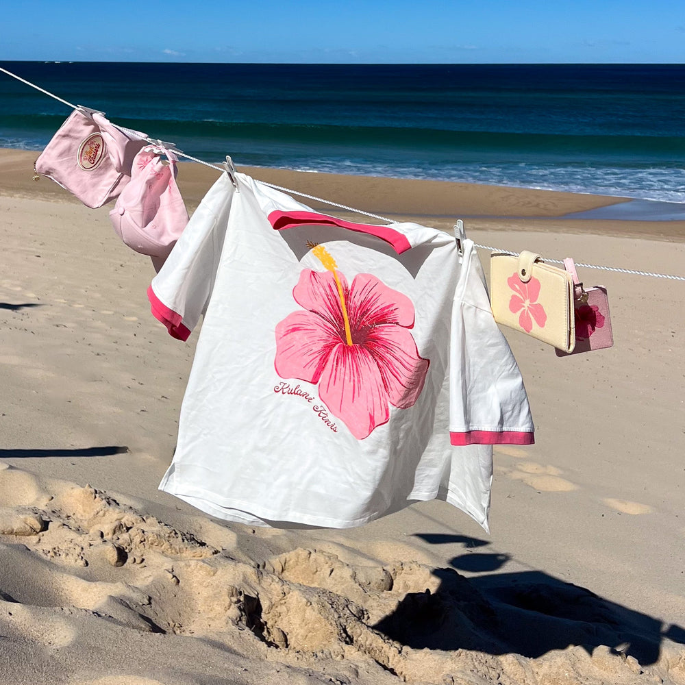 Boyfriend Bind Tee - Hibiscus Horizon