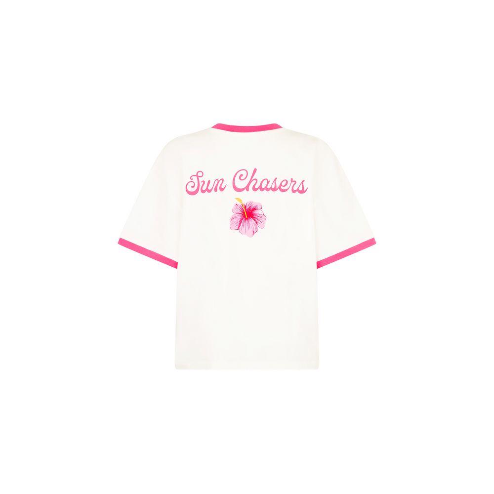 Boyfriend Bind Tee - Hibiscus Horizon