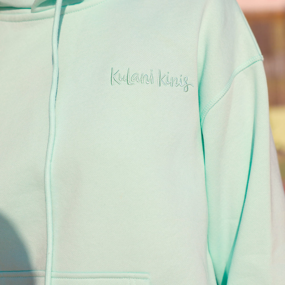 Embroidered Drawstring Hoodie - Jelly Mint