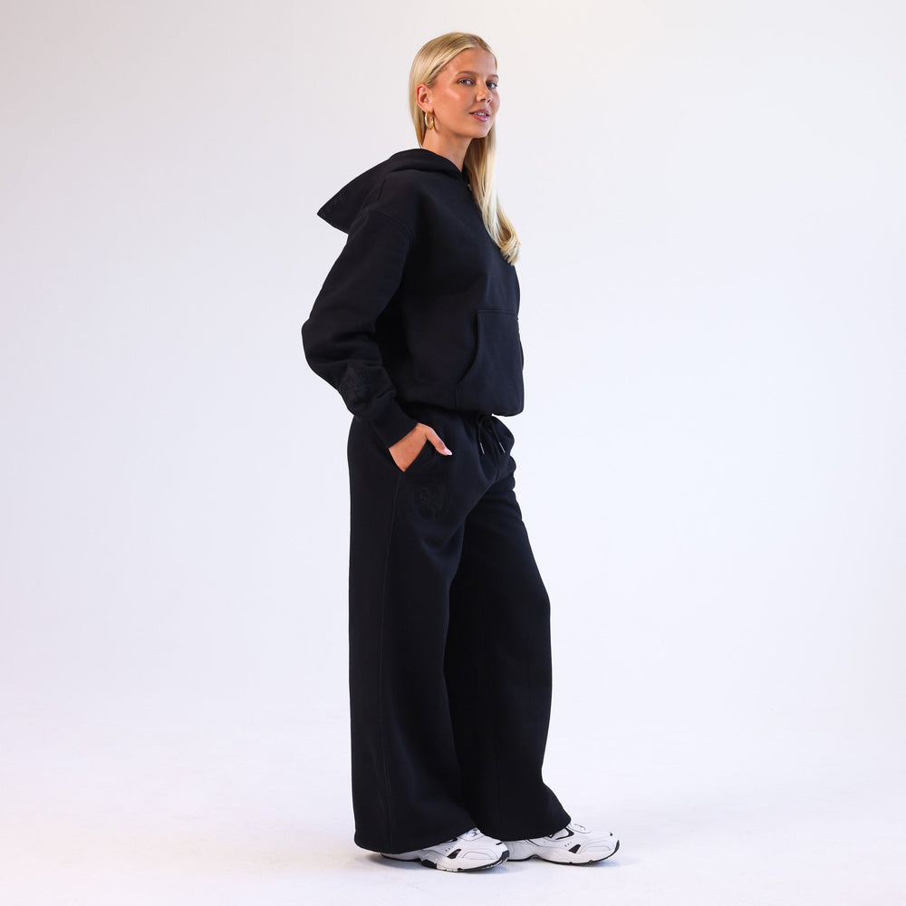 Embroidered Track Pants - Twilight Black