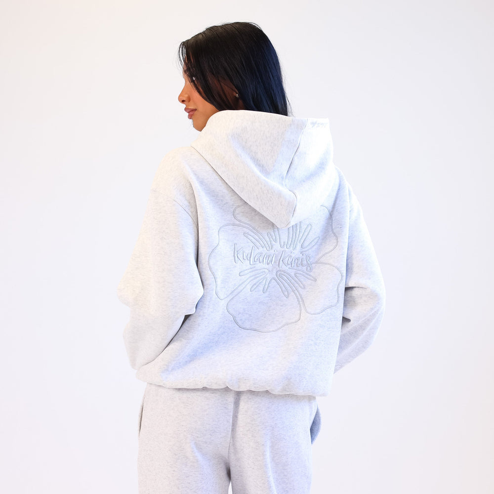 Embroidered Hoodie - Silver Stone