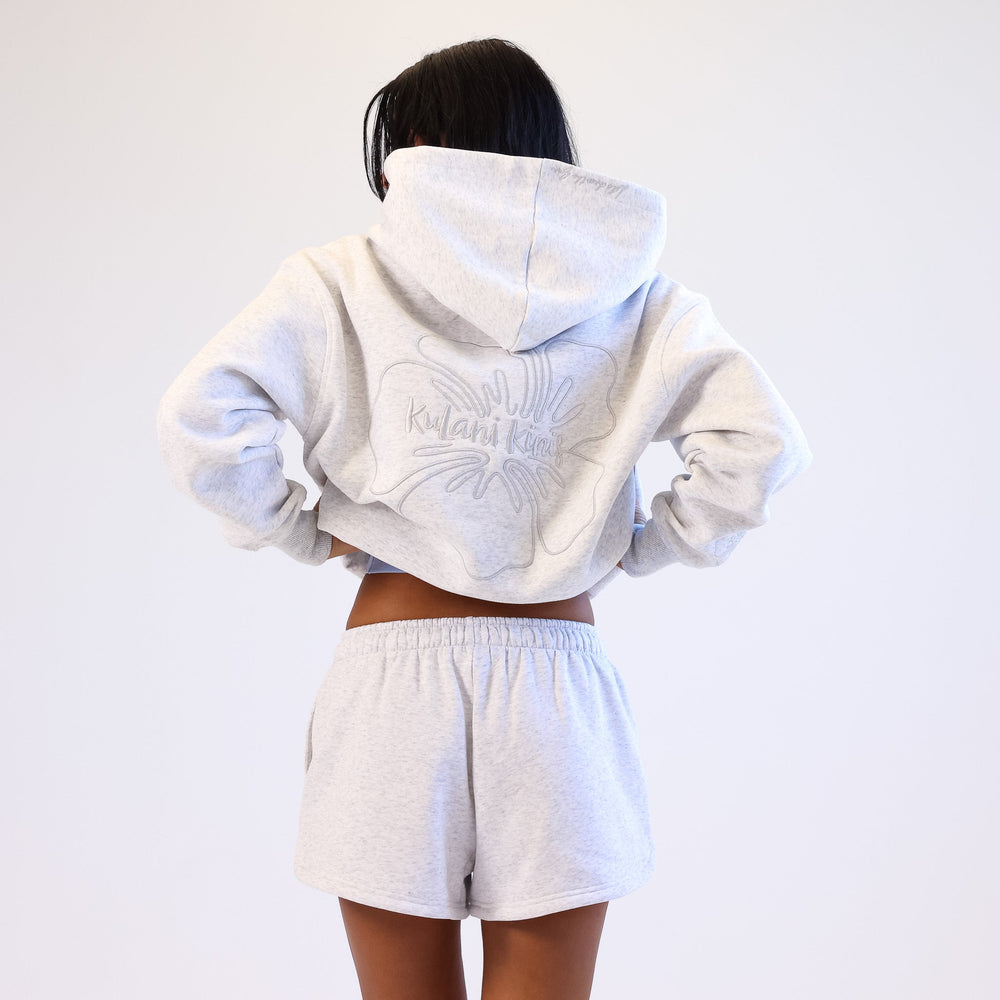 Embroidered Track Shorts - Silver Stone