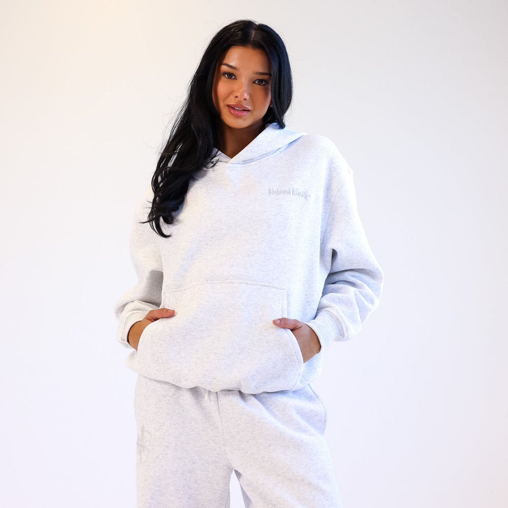Embroidered Hoodie - Silver Stone