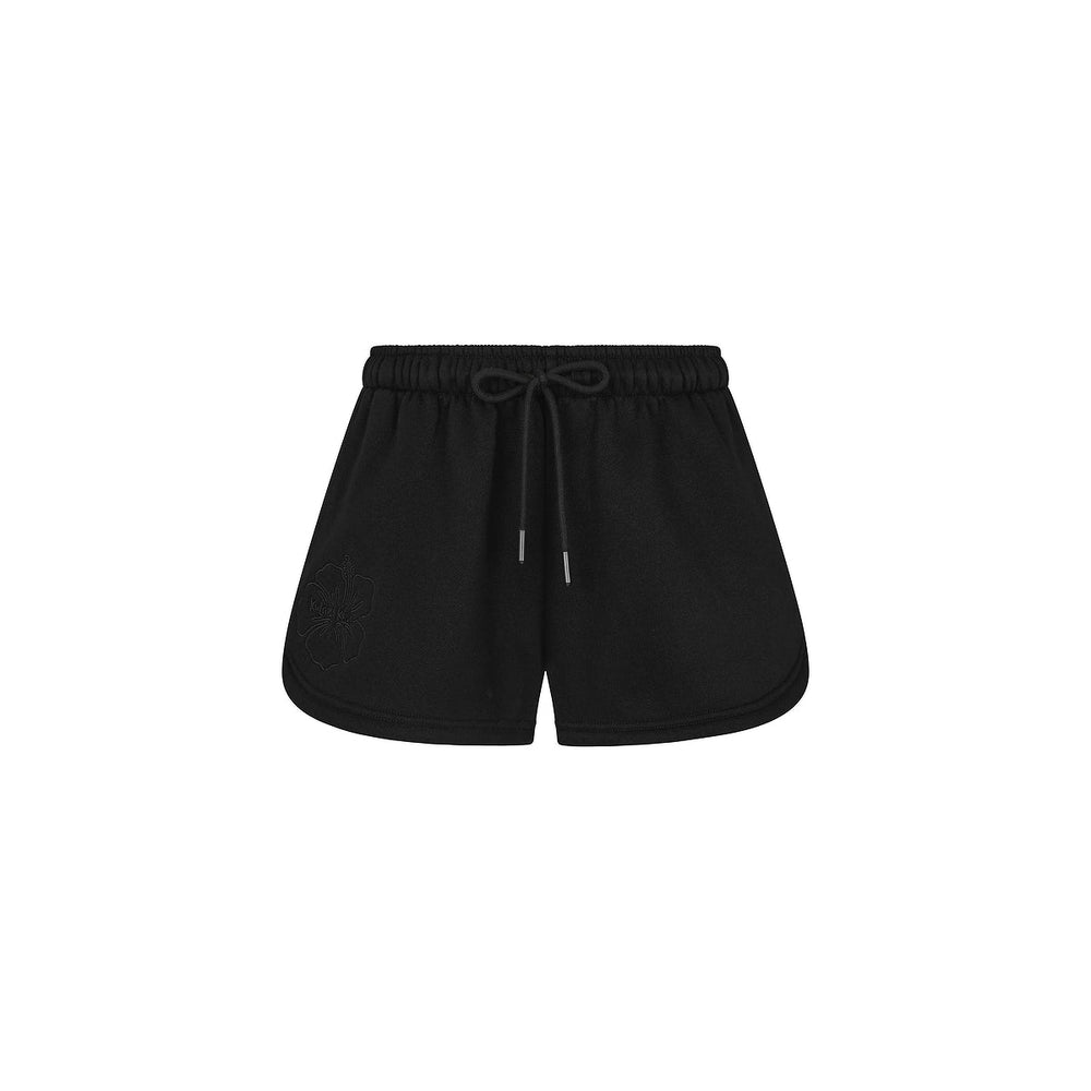 Embroidered Track Shorts - Twilight Black