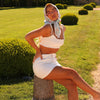 Ruffle Shirred Tie Crop - White