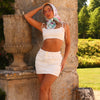 Ruffle Shirred Tie Crop - White