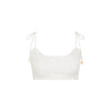 Ruffle Shirred Tie Crop - White