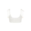 Ruffle Shirred Tie Crop - White