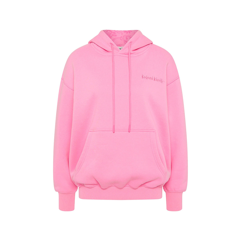 Embroidered Drawstring Hoodie - Powder Puff