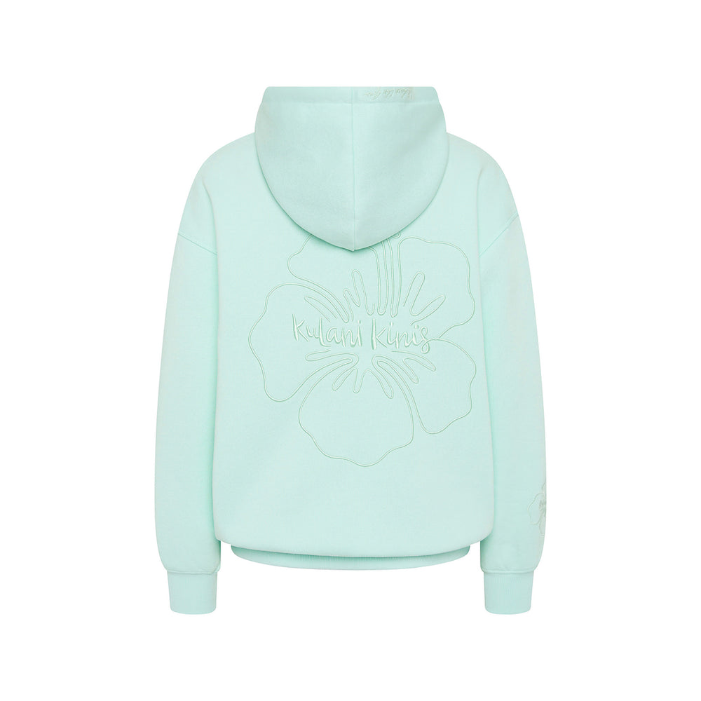 Embroidered Drawstring Hoodie - Jelly Mint
