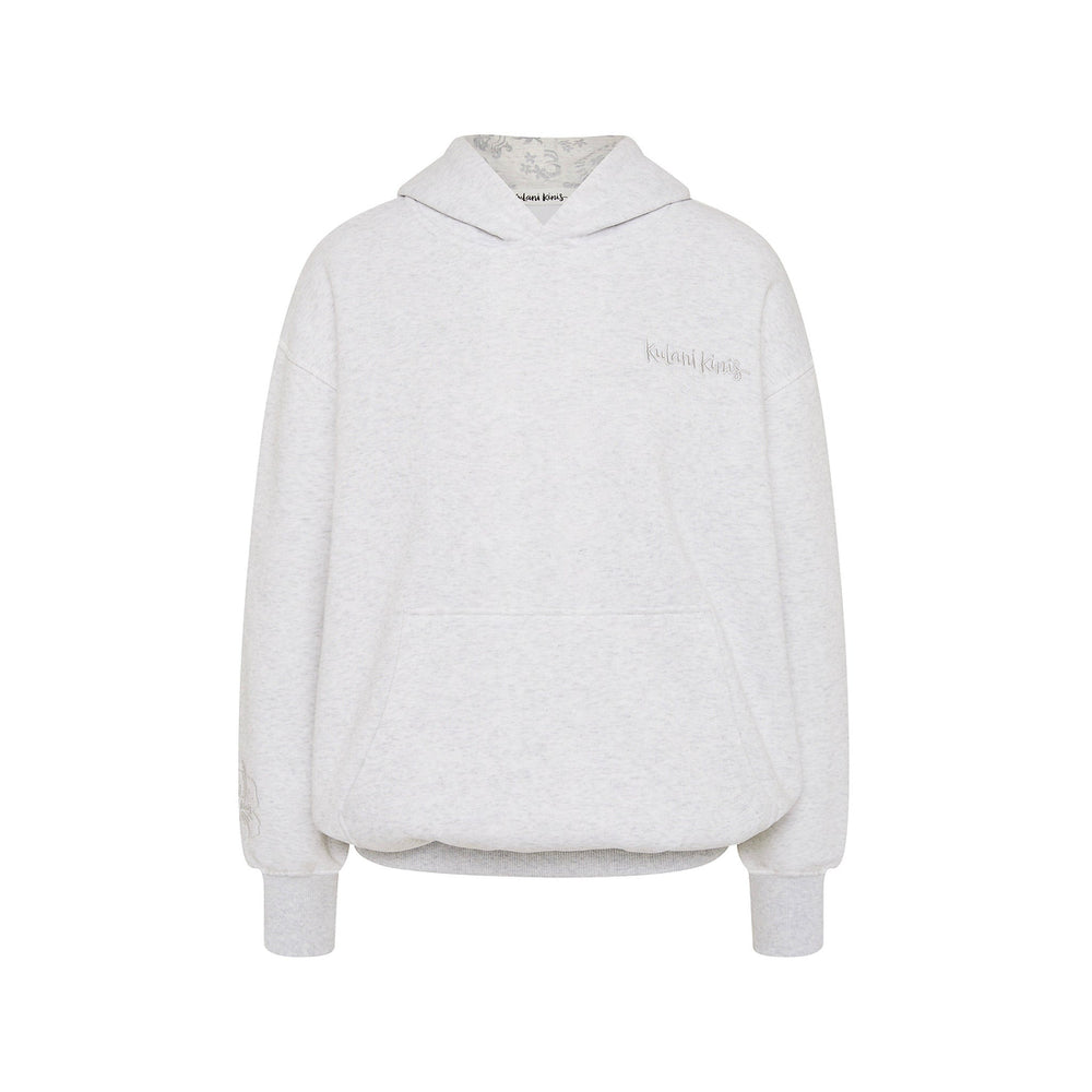 Embroidered Hoodie - Silver Stone