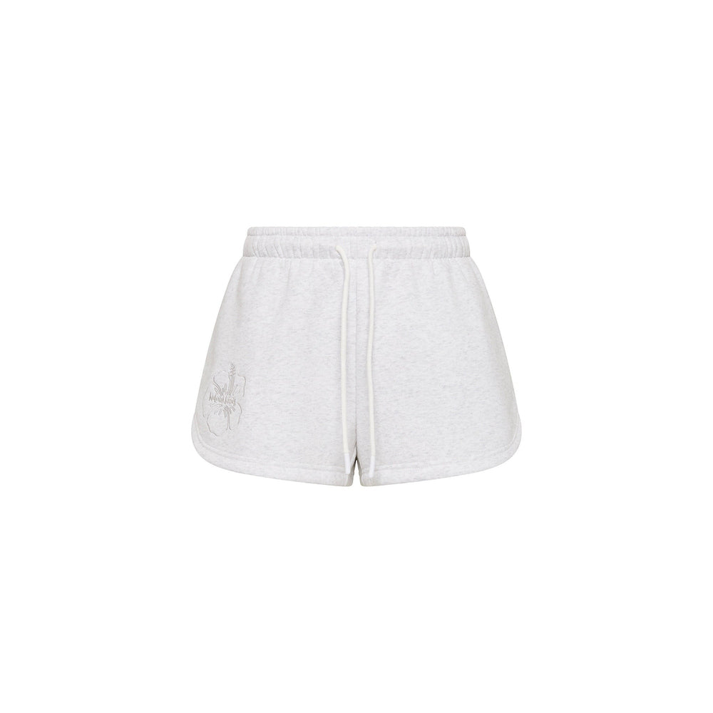 Embroidered Track Shorts - Silver Stone