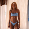 Shirred Dipped Cheeky Tie Bikini Bottom - Dream Flower