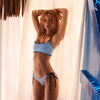 Shirred Dipped Cheeky Tie Bikini Bottom - Dream Flower