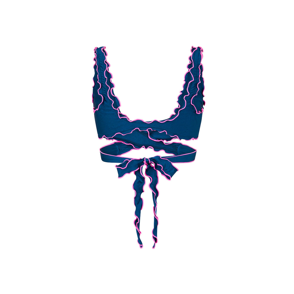 Lettuce Edge Wrap Bikini Top - Mystic Moon