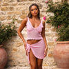 Crochet Knit Mini Sarong - Strawberry Glaze