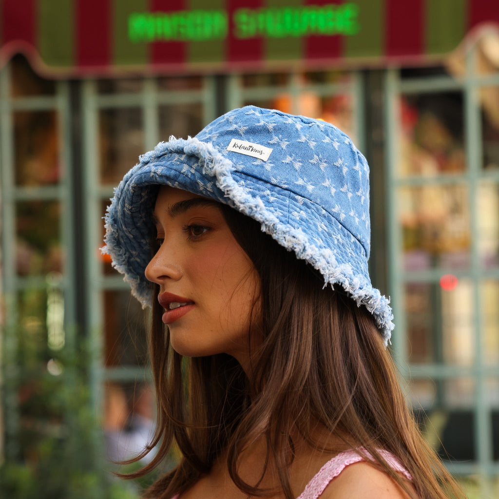 Frayed Brim Bucket Hat - Darling Denim