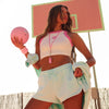 Embroidered Track Shorts - Jelly Mint