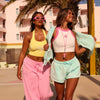 Embroidered Track Shorts - Jelly Mint