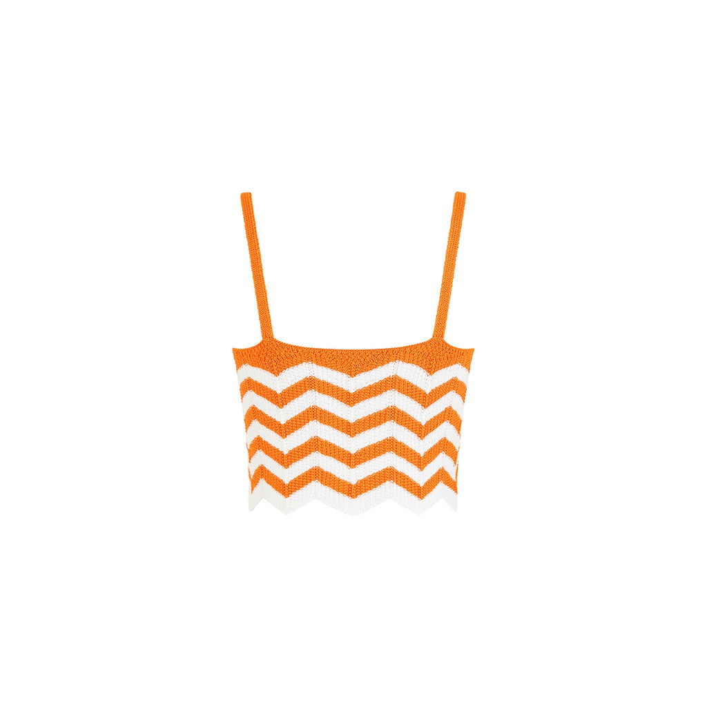 Chevron Knit Crop Tank - Dreamsicle