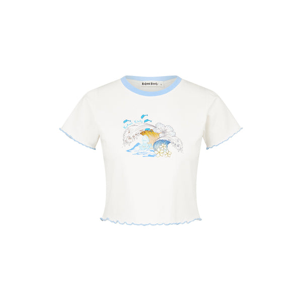 Lettuce Cropped Mini Tee - Blue Crush