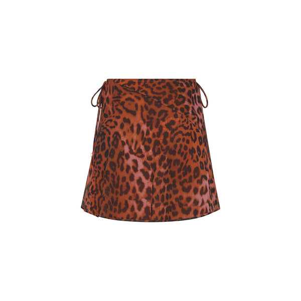Chiffon Tie Side Mini Skirt - Leopard Lasso