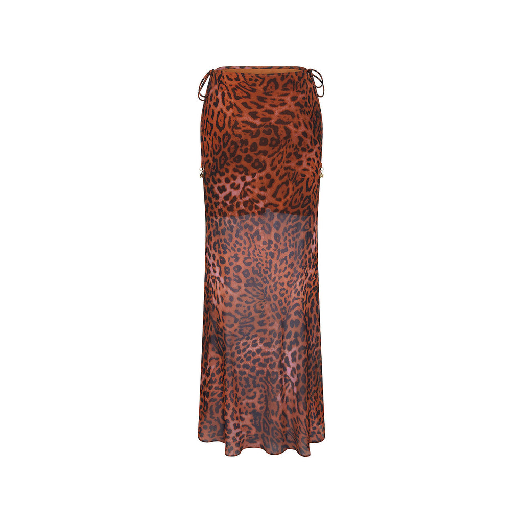 Chiffon Tie Side Maxi Skirt - Leopard Lasso