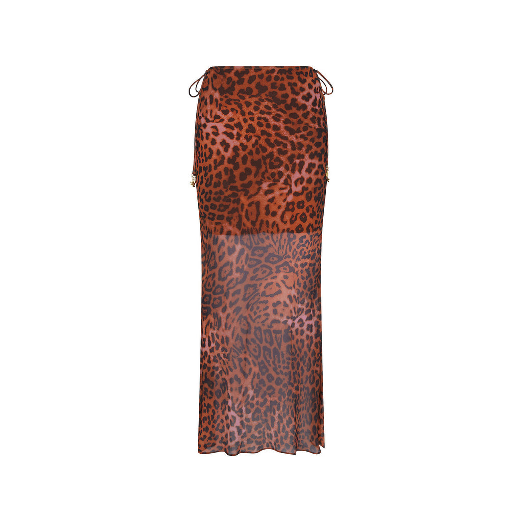 Chiffon Tie Side Maxi Skirt - Leopard Lasso