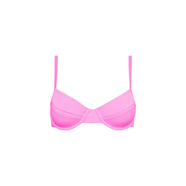 Ditzy Underwire Bra Bikini Top - Bubblegum Pink Ribbed