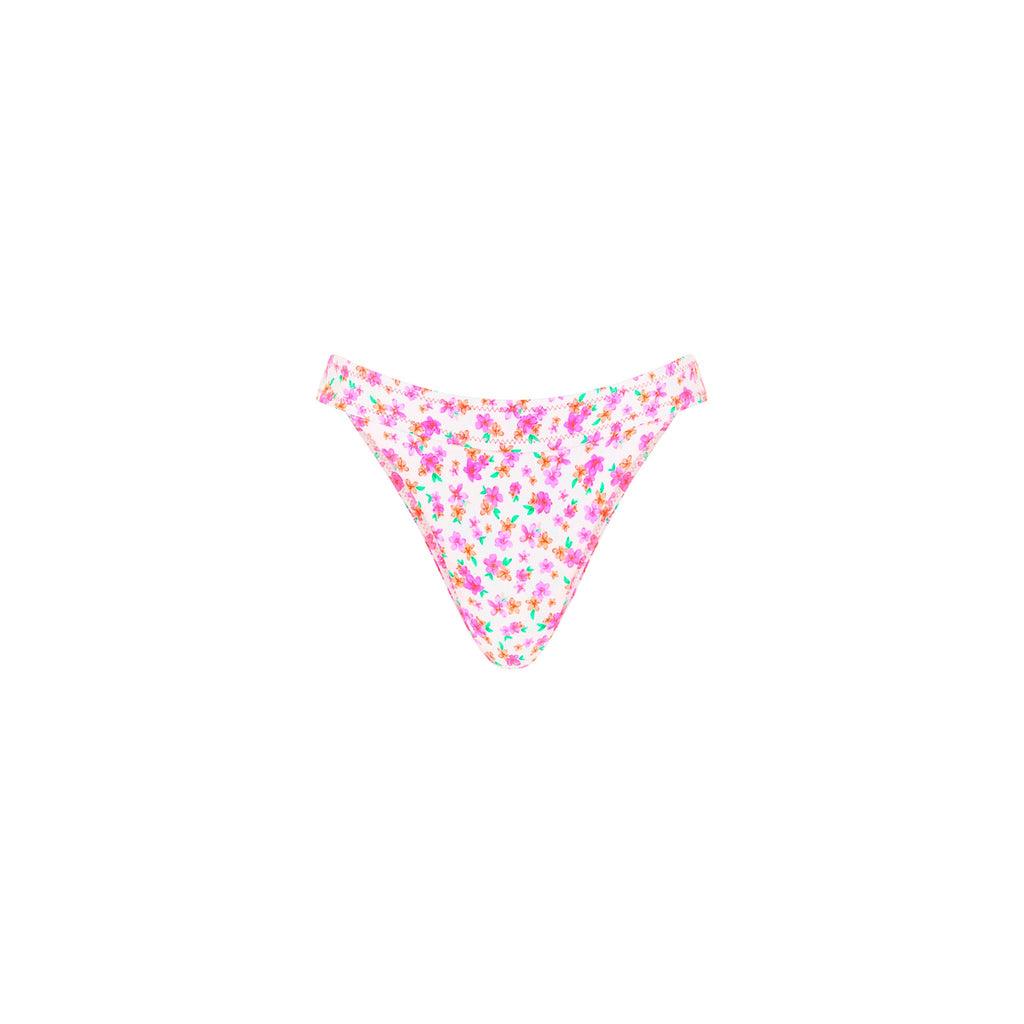 Wide Band Mid Full Coverage Bikini Bottom - Flamingo Flora