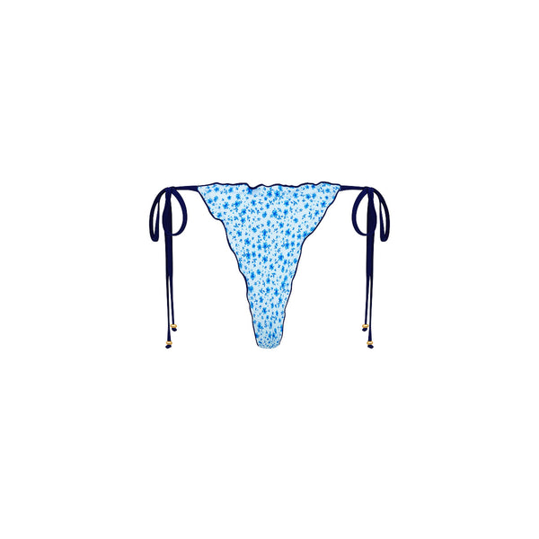 Lettuce Edge Thong Tie Bikini Bottom - Dream Flower