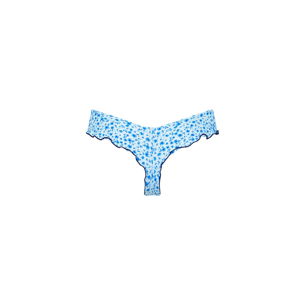Lettuce Frill Thong Bikini Bottom - Dream Flower