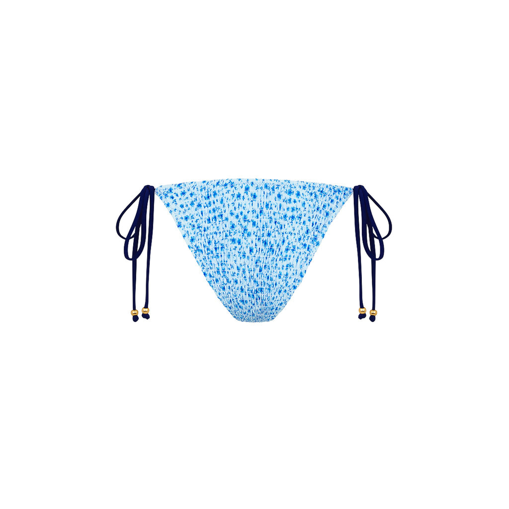Shirred Dipped Cheeky Tie Bikini Bottom - Dream Flower