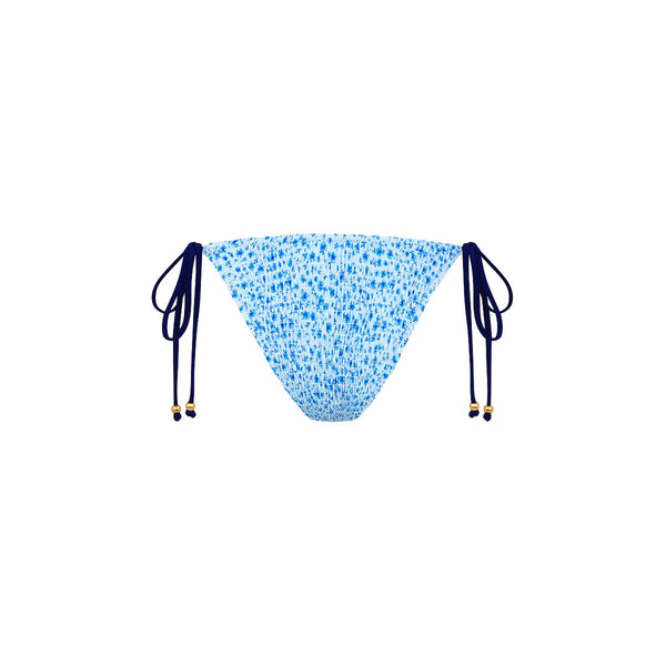 Shirred Dipped Cheeky Tie Bikini Bottom - Dream Flower