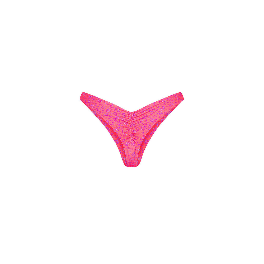 Gathered Deep V Thong Bikini Bottom - Kiss Me