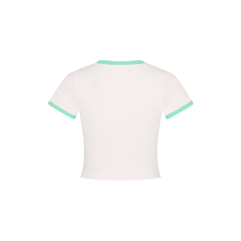 Printed Crop Baby Tee - Ocean Honey