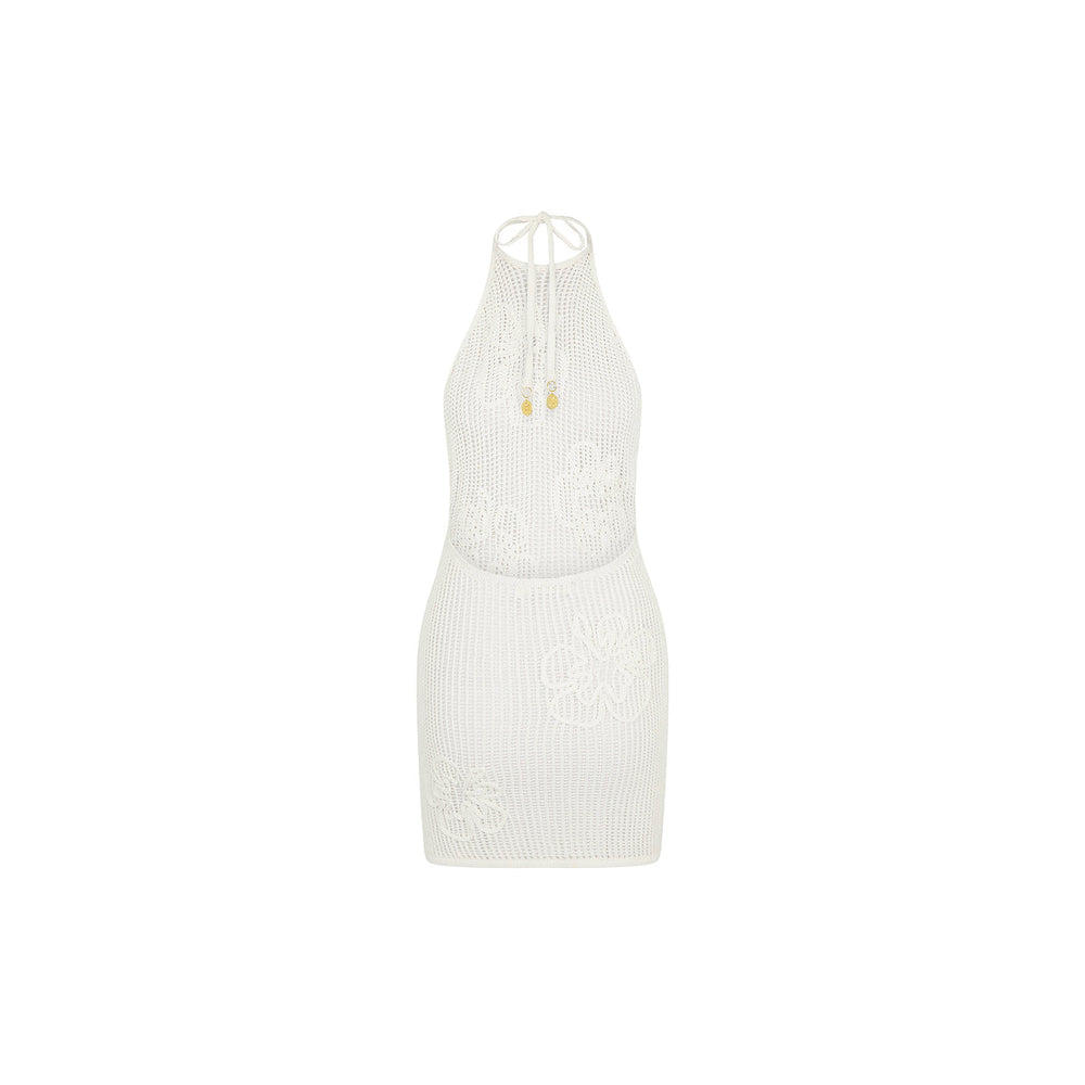 Summer Knit Mini Dress - Whipped White