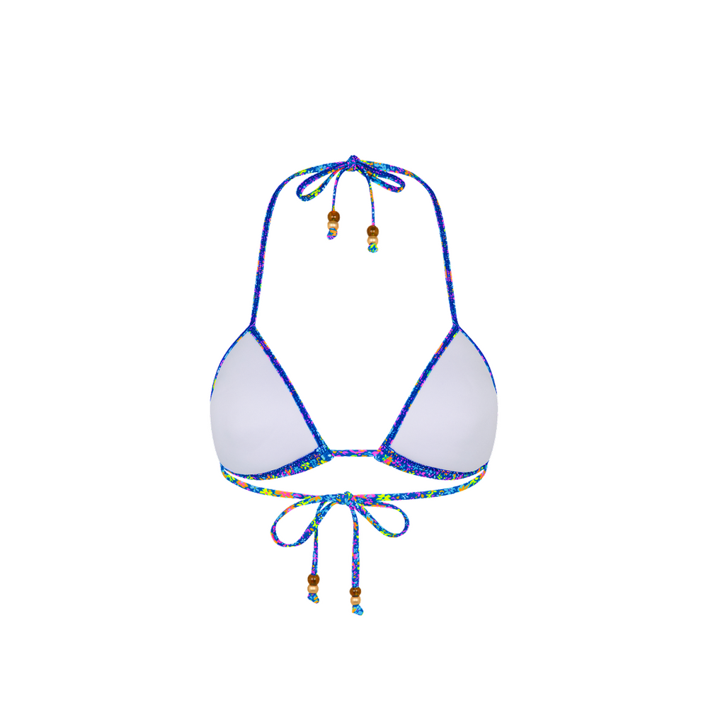 Padded Bind Triangle Bikini Top - Electric Bloom