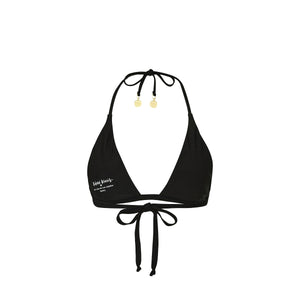 Gathered Stitch Bralette Bikini Top - Twilight Black