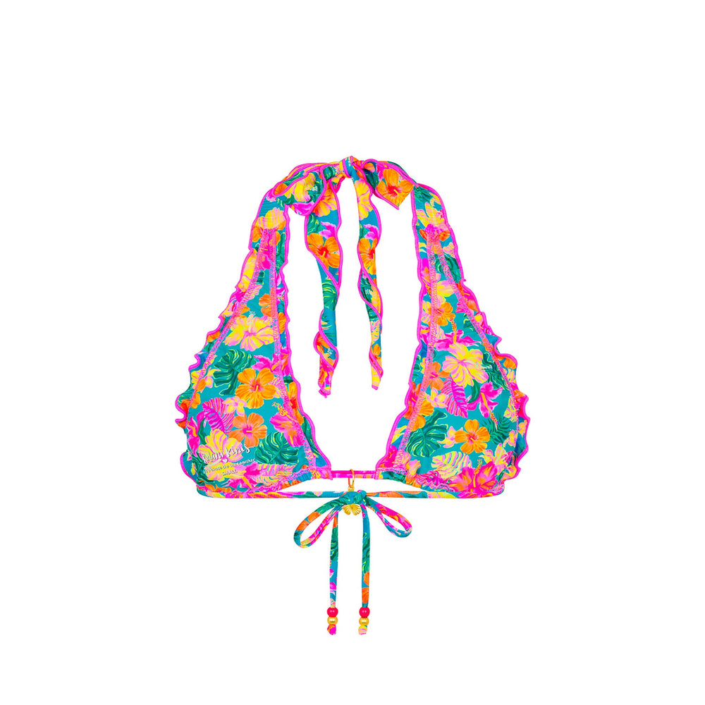 Lettuce Edge Halter Bikini Top - Paradise Pop