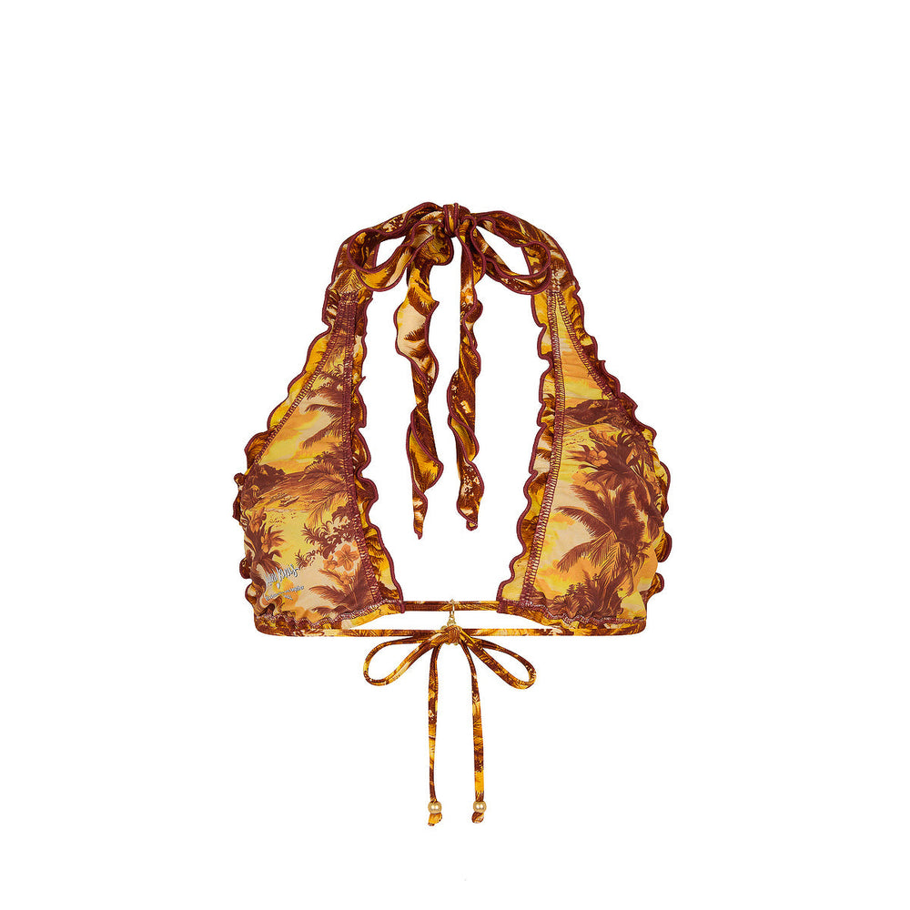 Lettuce Edge Halter Bikini Top - Vintage Vacay