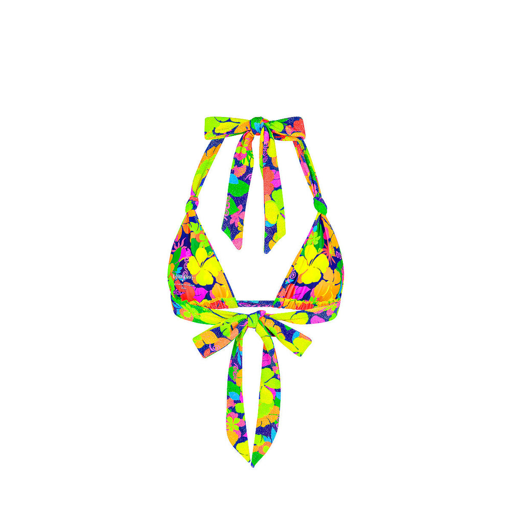 Soft Knot Halter Bikini Top - Neon Sunset