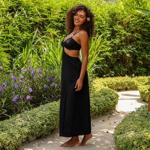 Beaded Cut Out Maxi Dress - Twilight Black