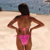 Bind Triangle Halter Bikini Top - Bubble Berry