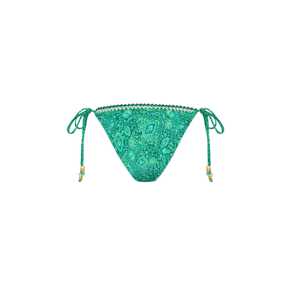 Crochet Dipped Cheeky Tie Bikini Bottom - Emerald Aura