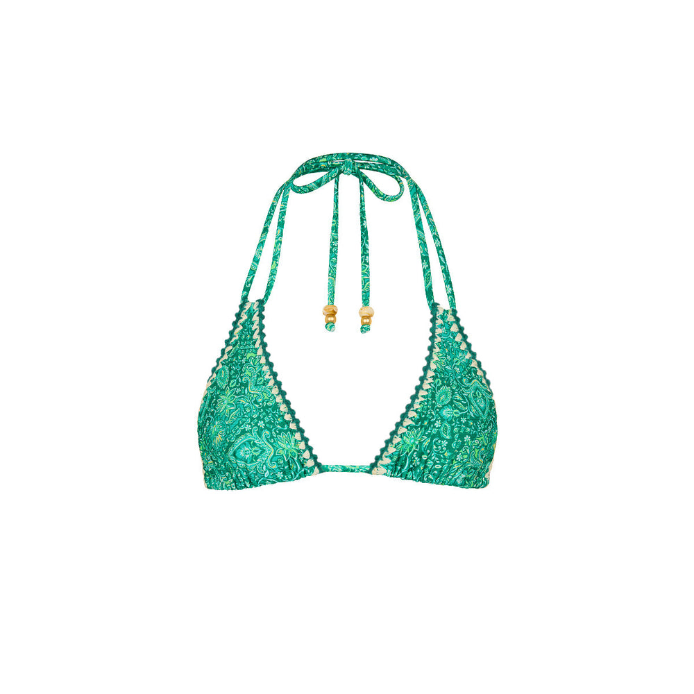 Crochet Halter Bikini Top - Emerald Aura