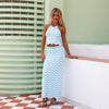 Chevron Knit Midi Skirt - Crystal Cove