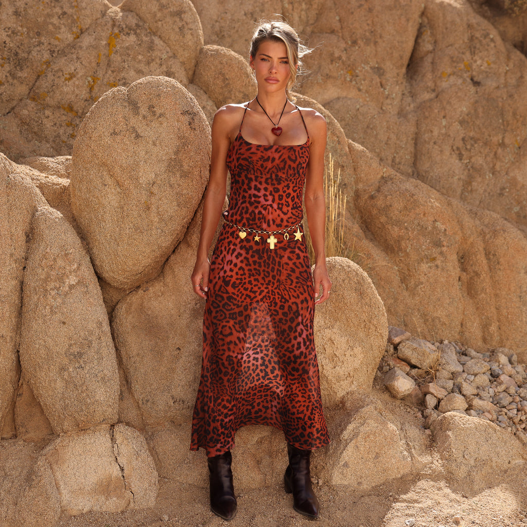 Chiffon Maxi Dress - Leopard Lasso